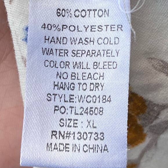 Umgee Floral Mini Dress Bell Sleeve Cream Mix Boho Size XL Mixed Print Peasant - Picture 10 of 11